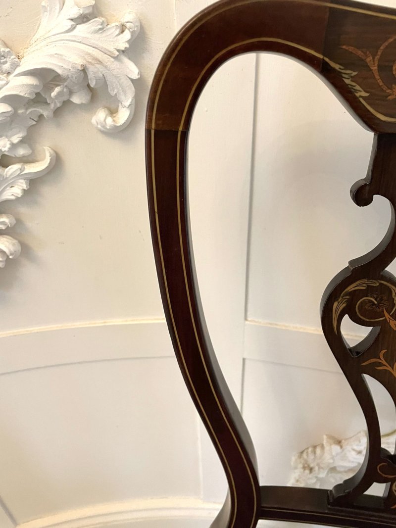 Fine Quality Antique Victorian Set of Four Marquetry Inlaid Chairs - Image 14